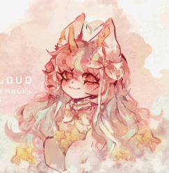 Size: 2192x2256 | Tagged: safe, artist:sugarcloud59, imported from derpibooru, oc, oc only, unicorn, bow, curved horn, female, hair bow, horn, solo