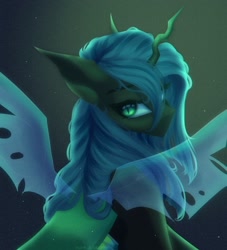Size: 2000x2200 | Tagged: safe, artist:muna_munaaa_, imported from derpibooru, queen chrysalis, changeling, changeling queen, female, looking at you, solo, transparent wings, wings
