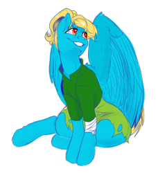 Size: 3649x3785 | Tagged: safe, artist:henyoki, imported from derpibooru, oc, oc only, pegasus, pony, bandage, clothes, female, high res, mare, pegasus oc, simple background, smiling, solo, torn clothes, transparent background