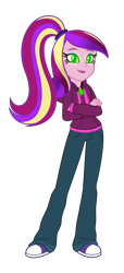 Size: 2454x5374 | Tagged: safe, artist:3d4d, imported from derpibooru, princess cadance, human, equestria girls, rainbow rocks, clothes, clothes swap, commission, converse, crossed arms, dean cadance, denim, female, gem, glowing, glowing eyes, high res, hoodie, jeans, pants, shoes, simple background, siren gem, smiling, solo, teen princess cadance, transparent background