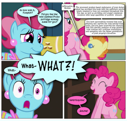 Size: 868x828 | Tagged: safe, artist:dziadek1990, edit, edited screencap, imported from derpibooru, screencap, cup cake, pinkie pie, pumpkin cake, earth pony, pony, baby cakes, comic, conversation, dialogue, female, mare, prank, screencap comic, text, ventriloquism