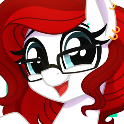 Size: 2048x2048 | Tagged: safe, artist:whitequartztheartist, imported from derpibooru, pegasus, pony, ear piercing, glasses, piercing, simple background, solo