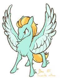 Size: 340x434 | Tagged: safe, artist:bananasmores, imported from derpibooru, lightning dust, pegasus, pony, chest fluff, female, mare, simple background, smiling, solo, spread wings, white background, wings