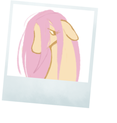 Size: 568x600 | Tagged: safe, artist:bananasmores, imported from derpibooru, part of a set, fluttershy, pegasus, pony, bust, floppy ears, polaroid, solo