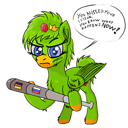Size: 900x900 | Tagged: safe, imported from derpibooru, oc, oc only, oc:duolingo, pegasus, pony, baseball bat, duolingo, german flag, ponified, russian flag, simple background, solo, transparent background, weapon