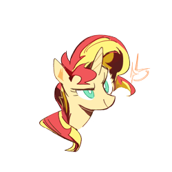 Size: 1178x1178 | Tagged: safe, artist:fan_silversol, imported from derpibooru, sunset shimmer, pony, equestria girls, bust, simple background, solo, white background