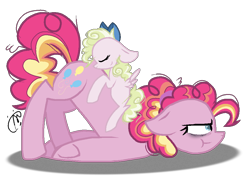 Size: 1000x741 | Tagged: safe, artist:gallantserver, imported from derpibooru, pinkie pie, oc, oc:key lime pie, earth pony, pegasus, pony, female, filly, foal, offspring, parent:cheese sandwich, parent:pinkie pie, parents:cheesepie, simple background, sleeping, transparent background