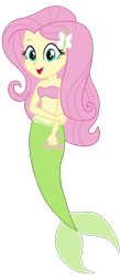 Size: 631x1450 | Tagged: safe, artist:fireluigi29, imported from derpibooru, fluttershy, mermaid, equestria girls, bare shoulders, belly button, female, fish tail, hand on arm, mermaid tail, mermaidized, mermay, open mouth, simple background, sleeveless, solo, species swap, strapless, tail, transparent background