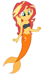 Size: 840x1393 | Tagged: safe, artist:fireluigi29, imported from derpibooru, sunset shimmer, mermaid, equestria girls, bare shoulders, belly button, female, fish tail, mermaid tail, mermaidized, mermay, simple background, sleeveless, solo, species swap, strapless, tail, transparent background