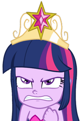 Size: 722x1062 | Tagged: safe, artist:fireluigi29, edit, edited screencap, imported from derpibooru, screencap, twilight sparkle, human, equestria girls, equestria girls (movie), angry, background removed, bare shoulders, big crown thingy, element of magic, jewelry, not a vector, regalia, simple background, sleeveless, strapless, transparent background