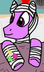 Size: 158x260 | Tagged: safe, artist:ladyanidraws, edit, imported from derpibooru, bandage pony, hard knocks, earth pony, pony, bandage, bed, blanket, clover, cropped, heart, hospital, hospital bed, lightning, male, pillow, smiling, stallion, sticker