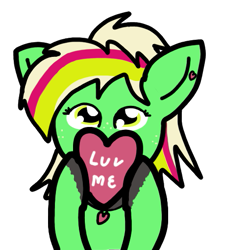 Size: 459x510 | Tagged: safe, artist:cocacola1012, imported from derpibooru, oc, oc only, oc:gumdrops, pegasus, pony, collar, heart, simple background, solo, text, transparent background