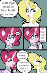 Size: 1100x1700 | Tagged: safe, artist:chelseawest, imported from derpibooru, oc, oc:gleaming grace, oc:mi amore rose heart, alicorn, pony, comic:dream meeting, alicorn oc, comic, duo, duo female, female, horn, interdimensional siblings, offspring, parent:oc:shimmering glow, parent:oc:silk tie, parent:princess flurry heart, parents:canon x oc, petalverse, wings