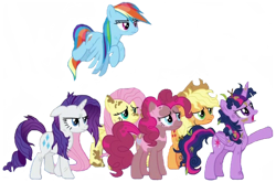 Size: 1099x727 | Tagged: safe, edit, edited screencap, editor:lonely fanboy48, imported from derpibooru, screencap, applejack, fluttershy, pinkie pie, rainbow dash, rarity, twilight sparkle, alicorn, earth pony, pegasus, pony, unicorn, a matter of principals, background removed, mane six, simple background, transparent background, twilight sparkle (alicorn)