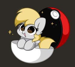 Size: 3820x3386 | Tagged: safe, artist:kittyrosie, imported from derpibooru, derpy hooves, pegasus, pony, chibi, cute, derpabetes, poké ball, pokémon, solo, sparkles, sweet dreams fuel, weapons-grade cute