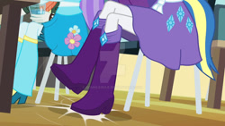 Size: 1024x577 | Tagged: safe, edit, edited screencap, imported from derpibooru, screencap, aqua blossom, rarity, human, equestria girls, equestria girls (movie), boots, deviantart watermark, high heel boots, legs, obtrusive watermark, pictures of legs, shoes, watermark