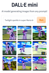 Size: 984x1449 | Tagged: safe, imported from derpibooru, twilight sparkle, pony, ai content, ai generated, female, generator:craiyon, mare, super mario 64, super mario bros.