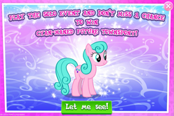 Size: 1031x688 | Tagged: safe, imported from derpibooru, aquamarine, earth pony, pony, advertisement, female, gameloft, mare, official, older aquamarine, solo