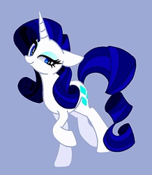 Size: 668x765 | Tagged: safe, artist:stacy_165cut, imported from derpibooru, rarity, pony, unicorn, blue background, female, horn, looking at you, mare, raised hoof, simple background, solo