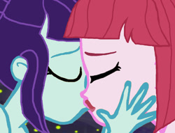 Size: 1000x763 | Tagged: safe, artist:bigpurplemuppet99, imported from derpibooru, puffed pastry, rosette nebula, human, equestria girls, female, kiss on the lips, kissing, lesbian, nebulapuffed, shipping