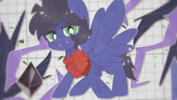 Size: 1280x720 | Tagged: safe, artist:lexiedraw, imported from derpibooru, oc, oc only, oc:fenris ebonyglow, original species, pegasus, pony, timber pony, timber wolf, animated, fangs, loop, male