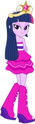 Size: 422x1485 | Tagged: safe, artist:fireluigi29, imported from derpibooru, twilight sparkle, human, equestria girls, bare shoulders, big crown thingy, element of magic, fall formal outfits, female, jewelry, lidded eyes, looking back, regalia, simple background, sleeveless, solo, strapless, transparent background