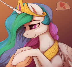 Size: 1280x1195 | Tagged: safe, artist:blackkaries, edit, princess celestia, alicorn, human, pony, cute, cutelestia, female, gradient background, hand, heart, holding hooves, hoof shoes, human on pony hoof holding, mare, offscreen character, peytral, pictogram