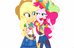 Size: 1280x823 | Tagged: safe, artist:loneboy48, edit, edited screencap, imported from derpibooru, screencap, applejack, pinkie pie, equestria girls, equestria girls series, rollercoaster of friendship, background removed, duo, duo female, female, not a vector, simple background, transparent background