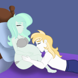 Size: 4000x4000 | Tagged: safe, alternate version, artist:chelseawest, imported from derpibooru, oc, oc:dark glare, oc:paladin knight, equestria girls, animated, belly, big belly, clothes, equestria girls-ified, horn, kissing, lingerie, multiple pregnancy, not prince blueblood, offspring, offspring shipping, offspring's offspring, parent:oc:dark glare, parent:oc:paladin knight, parent:princess cadance, parent:shining armor, parents:hopebra, parents:shiningcadance, pillow, pregnant, quadruplets, quads, sitting, uterus, wings, x-ray