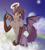Size: 2800x3080 | Tagged: safe, artist:punk-pegasus, imported from derpibooru, oc, oc only, oc:nyn indigo, anthro, hybrid, timber wolf, bat wings, cloud, flying, furry, halo, in memoriam, male, memorial, moon, no pony, not pony related, rest in peace, solo, wings