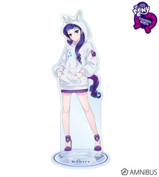 Size: 720x800 | Tagged: safe, artist:yoshit_m, imported from derpibooru, rarity, human, equestria girls, acrylic plastic, acrylic standee, amnibus, clothes, craft, cutie mark on clothes, equestria girls logo, female, hand in pocket, high heels, hoodie, human coloration, legs, looking at you, merchandise, official, pocket, purple hair, shoes, simple background, smiling, white background