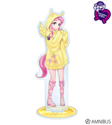 Size: 720x800 | Tagged: safe, artist:yoshit_m, imported from derpibooru, fluttershy, human, equestria girls, acrylic plastic, acrylic standee, amnibus, clothes, craft, cutie mark on clothes, equestria girls logo, female, hoodie, human coloration, merchandise, official, pink hair, sandals, simple background, sleeveless, smiling, white background