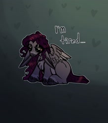 Size: 1792x2048 | Tagged: safe, artist:unfinishedheckery, imported from derpibooru, oc, oc only, oc:belladonna, donkey, hybrid, pegasus, pony, bedroom eyes, digital art, female, mare, sad, sitting, solo, tail, wings