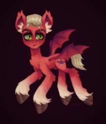 Size: 1762x2048 | Tagged: safe, artist:p0nyplanet, imported from derpibooru, sprout cloverleaf, bat pony, pony, bat ponified, g5, male, race swap, solo, stallion