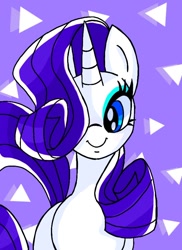 Size: 618x850 | Tagged: safe, artist:stacy_165cut, imported from derpibooru, rarity, pony, unicorn, female, hair over one eye, horn, looking at you, mare, purple background, simple background, solo