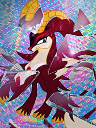 Size: 1080x1440 | Tagged: safe, artist:stacy_165cut, imported from derpibooru, folded wings, raised hoof, solo, wings