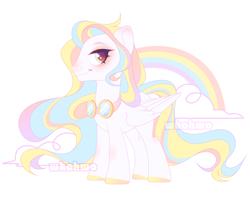 Size: 2955x2348 | Tagged: safe, artist:whohwo, imported from derpibooru, oc, oc only, pegasus, pony, goggles, hoof polish, male, multicolored hair, pegasus oc, rainbow, rainbow hair, simple background, smiling, solo, stallion, white background