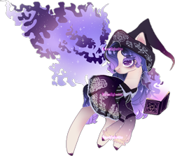 Size: 666x593 | Tagged: safe, artist:kawaiighetto, imported from derpibooru, oc, oc only, earth pony, pony, base used, book, clothes, earth pony oc, female, hat, looking back, magic, mare, simple background, smiling, solo, telekinesis, transparent background, witch hat