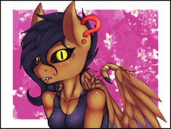 Size: 4000x3000 | Tagged: safe, artist:ze-dusty, imported from derpibooru, oc, oc:whirlwind dust, anthro, bat pony, undead, vampire, vampony, abstract background, absurd resolution, bat eyes, bat pony oc, bat wings, black sclera, clothes, colored sketch, furry, hybrid wings, tanktop, wings