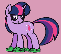 Size: 259x229 | Tagged: safe, artist:kleyime, imported from derpibooru, twilight sparkle, pony, unicorn, clothes, crocs, ms paint, simple background, solo, unicorn twilight