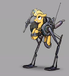 Size: 2137x2375 | Tagged: safe, artist:selenophile, imported from derpibooru, oc, oc only, pony, exosuit, fossil, robot legs, science, solo