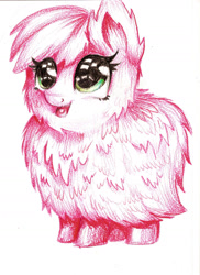 Size: 1444x1988 | Tagged: safe, artist:katemaximova, imported from derpibooru, oc, oc only, oc:fluffle puff, pony, female, mare, open mouth, simple background, solo, traditional art, white background