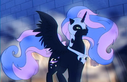 Size: 1024x663 | Tagged: safe, artist:kittyliladoptshop, imported from derpibooru, nightmare moon, alicorn, pony, female, g1, g4, g4 to g1, generation leap, mare, solo