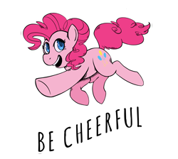 Size: 3000x2682 | Tagged: safe, artist:overlordneon, edit, editor:edits of hate, imported from twibooru, part of a set, pinkie pie, earth pony, pony, female, happy, image, looking at you, open mouth, open smile, png, positive ponies, simple background, smiling, solo, text, transparent background, white outline