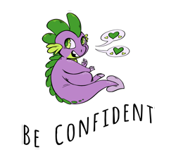 Size: 1280x1141 | Tagged: safe, artist:overlordneon, edit, editor:edits of hate, imported from twibooru, part of a set, spike, dragon, heart, image, male, open mouth, png, positive ponies, simple background, smiling, solo, speech bubble, text, transparent background, white outline, wingless spike