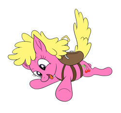 Size: 2456x2293 | Tagged: safe, artist:wapamario63, imported from twibooru, cherry berry, earth pony, pony, /mlp/ con, /mlp/ con 2022, female, image, looking down, mare, open mouth, png, requested art, simple background, skydiving, skydiving gear, transparent background