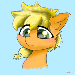 Size: 1196x1196 | Tagged: safe, artist:qianz, derpibooru exclusive, imported from derpibooru, applejack, earth pony, pony, cute, solo