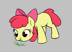 Size: 472x341 | Tagged: safe, artist:wenni, imported from derpibooru, apple bloom, earth pony, pony, adorabloom, cute, female, filly, foal, grass, grazing, herbivore, horses doing horse things, solo