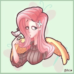 Size: 1000x1000 | Tagged: artist needed, source needed, safe, imported from derpibooru, fluttershy, human, female, humanized, solo