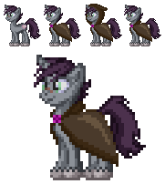 Size: 181x202 | Tagged: safe, artist:akumath, imported from derpibooru, shadow lock, pony, unicorn, cloak, clothes, male, pixel art, scar, simple background, solo, sprite, sprite sheet, stallion, transparent background